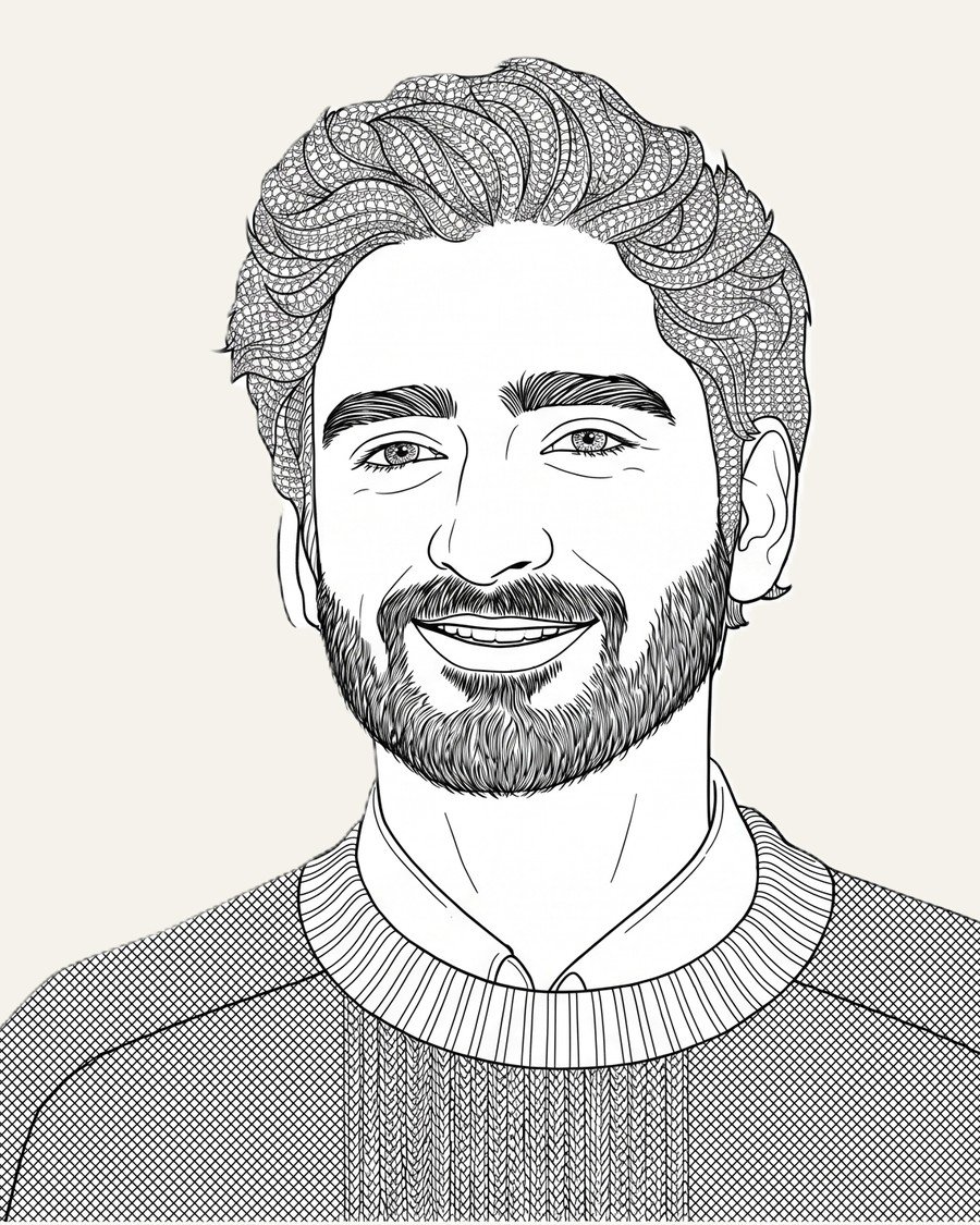 Ahmed Abbas Alvi, mechanical design engineer, sketched portrait